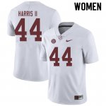 NCAA Women's Alabama Crimson Tide #44 Kevin Harris II Stitched College 2019 Nike Authentic White Football Jersey LQ17T75PE